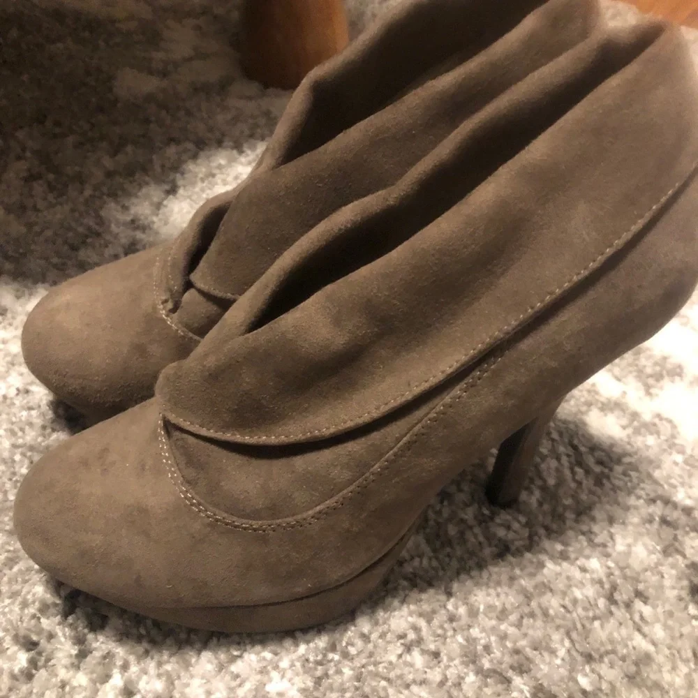Mossimo Supply Co. Brown Suede Draped High Heel Ankle Booties